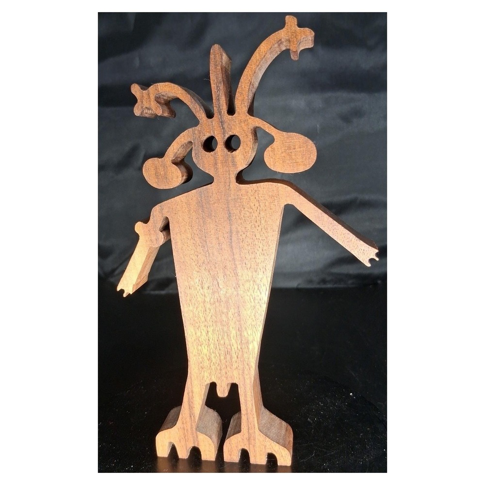 Handmade Wooden Kokopelli Figurine Southwestern Flute Player Wood Sculpture 7in - Picture 2 of 7